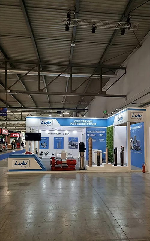Lubi Pumps Messestand Design MCE Milano 2026 - Aktif Fuar Messebau